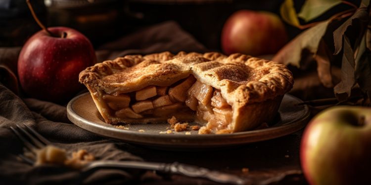 Pay de manzana con hojaldre como postre para el Día de Gracias