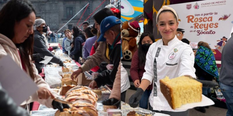 Así fue la monumental rosca del Zócalo; repartieron 30 mil rebanadas 